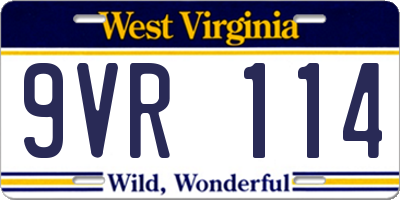 WV license plate 9VR114