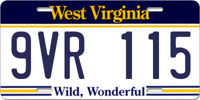 WV license plate 9VR115