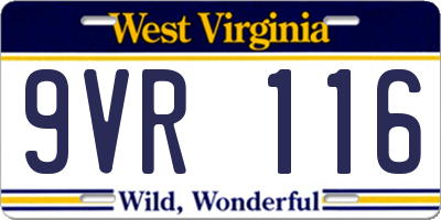 WV license plate 9VR116