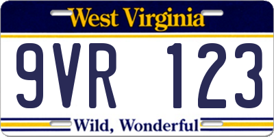 WV license plate 9VR123