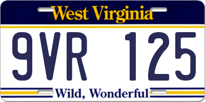 WV license plate 9VR125