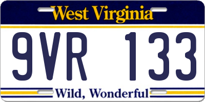 WV license plate 9VR133