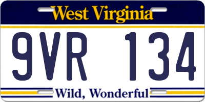 WV license plate 9VR134