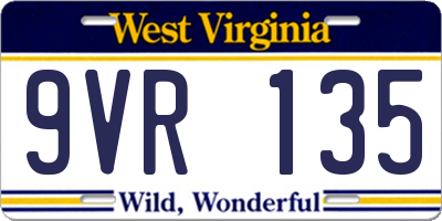 WV license plate 9VR135