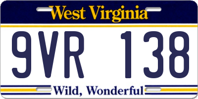 WV license plate 9VR138