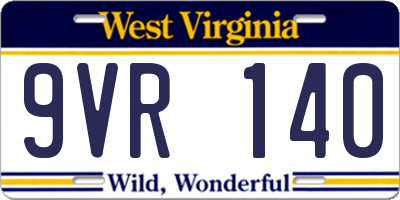 WV license plate 9VR140