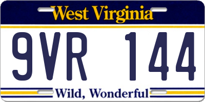 WV license plate 9VR144