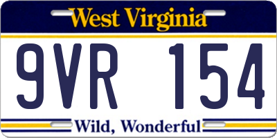WV license plate 9VR154