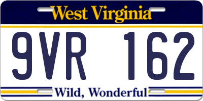 WV license plate 9VR162