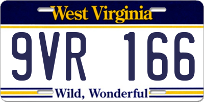 WV license plate 9VR166