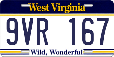 WV license plate 9VR167