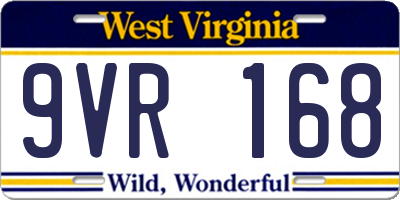 WV license plate 9VR168