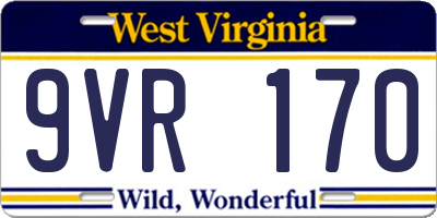 WV license plate 9VR170