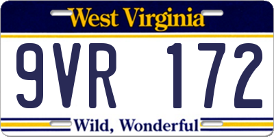 WV license plate 9VR172