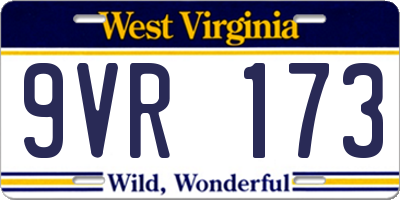 WV license plate 9VR173