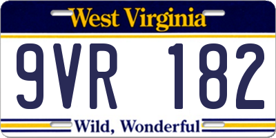 WV license plate 9VR182