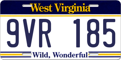 WV license plate 9VR185