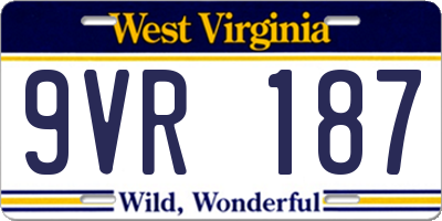WV license plate 9VR187