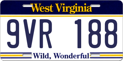 WV license plate 9VR188