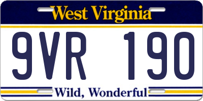 WV license plate 9VR190