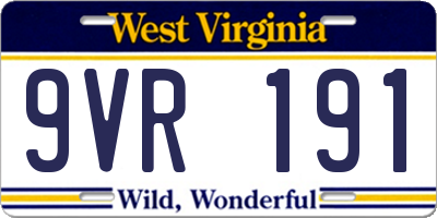 WV license plate 9VR191