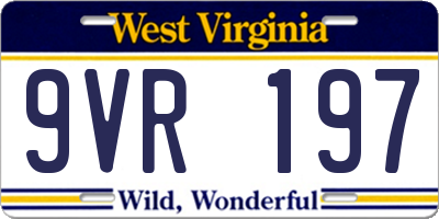 WV license plate 9VR197