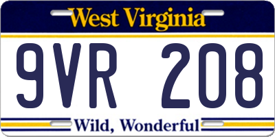 WV license plate 9VR208