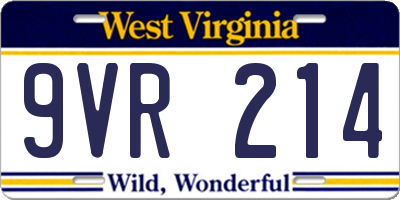 WV license plate 9VR214