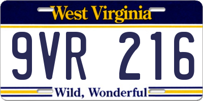 WV license plate 9VR216