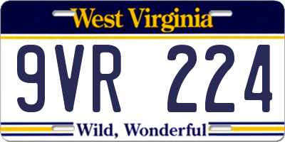 WV license plate 9VR224