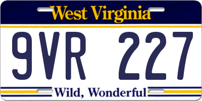 WV license plate 9VR227