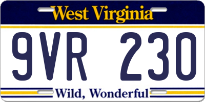 WV license plate 9VR230