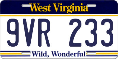 WV license plate 9VR233