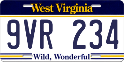 WV license plate 9VR234