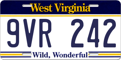 WV license plate 9VR242