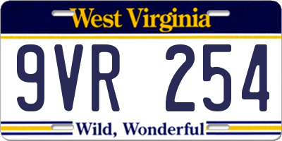 WV license plate 9VR254