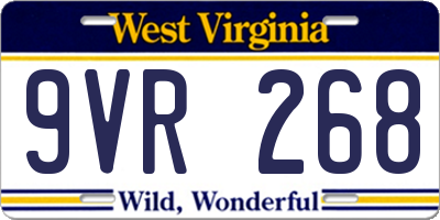 WV license plate 9VR268