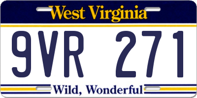 WV license plate 9VR271
