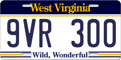 WV license plate 9VR300