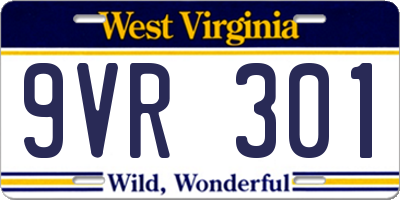 WV license plate 9VR301