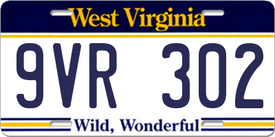 WV license plate 9VR302