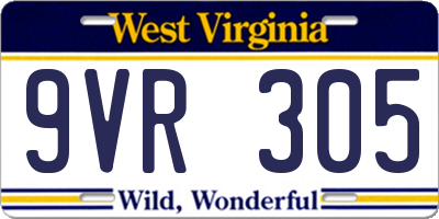 WV license plate 9VR305