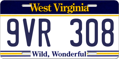 WV license plate 9VR308