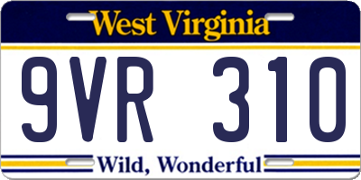 WV license plate 9VR310
