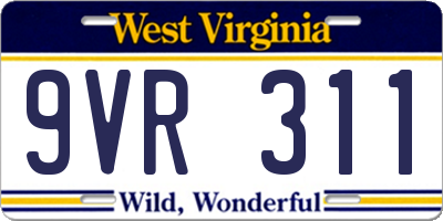 WV license plate 9VR311