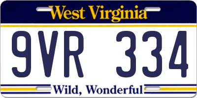 WV license plate 9VR334