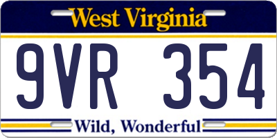 WV license plate 9VR354