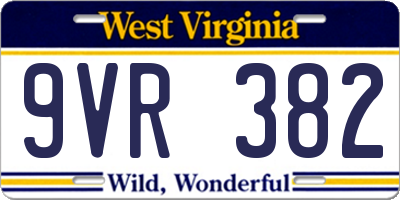 WV license plate 9VR382