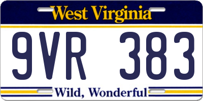 WV license plate 9VR383