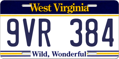 WV license plate 9VR384